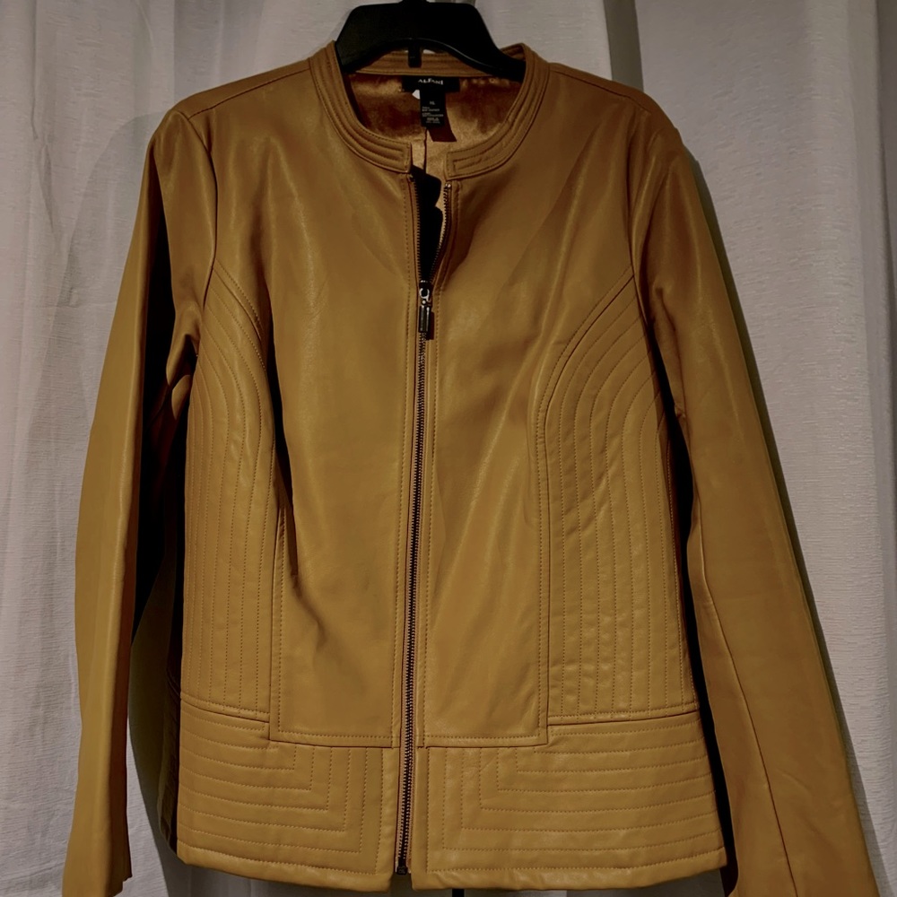 Pleather zip jacket as blazer or coat Mustard Yellow